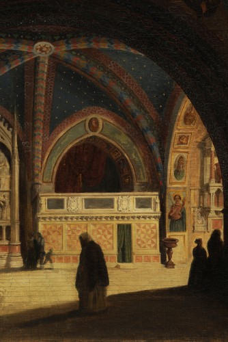 Achille Poirot (1797-1855) att à - Entrée de la basilique Saint François à Assise - Tableaux et dessins Style Louis-Philippe