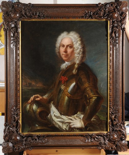 Attribué à Dumont le Romain (1701-1781) - Portrait d'homme en armure - Tableaux et dessins Style Régence