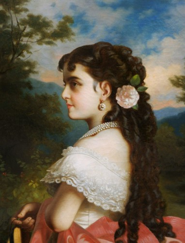 Portrait d'Adelina Patti - L. Frossard (actif à Vienne vers 1870) - Tableaux et dessins Style Napoléon III