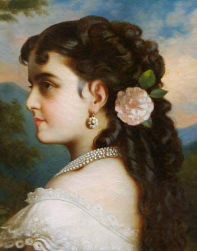 Tableaux et dessins Tableaux XIXe siècle - Portrait d'Adelina Patti - L. Frossard (actif à Vienne vers 1870)