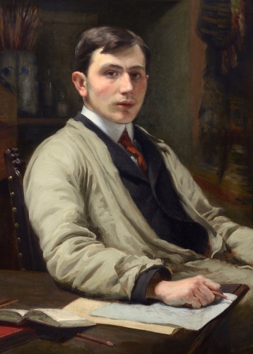 Auguste Delécluse (1855-1928) - Portrait of the artist&#039;s son, Eugène Delécluse - Paintings & Drawings Style Art nouveau