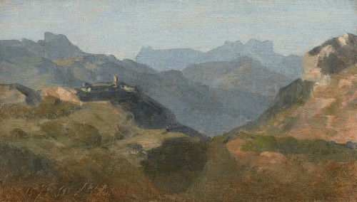 Félix-Hippolyte Lanoüe (1812-1872) - Vue du Val d'Aoste Italie