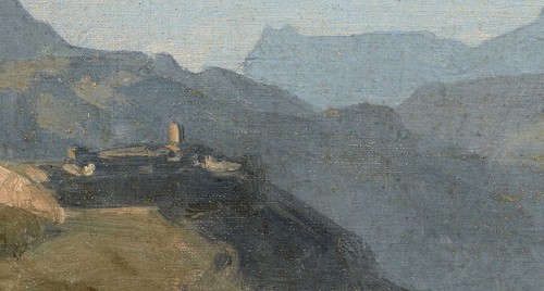 Félix-Hippolyte Lanoüe (1812-1872) - Vue du Val d'Aoste Italie - Tableaux et dessins Style Louis-Philippe