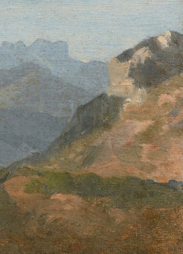 Tableaux et dessins Tableaux XIXe siècle - Félix-Hippolyte Lanoüe (1812-1872) - Vue du Val d'Aoste Italie