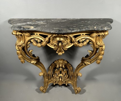 XVIIIe siècle - Console en chêne doré d’après Pierre Contant d’Ivry, Paris vers 1760