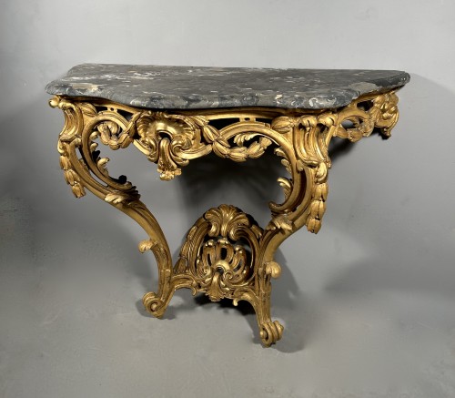 Louis XV - Console en chêne doré d’après Pierre Contant d’Ivry, Paris vers 1760