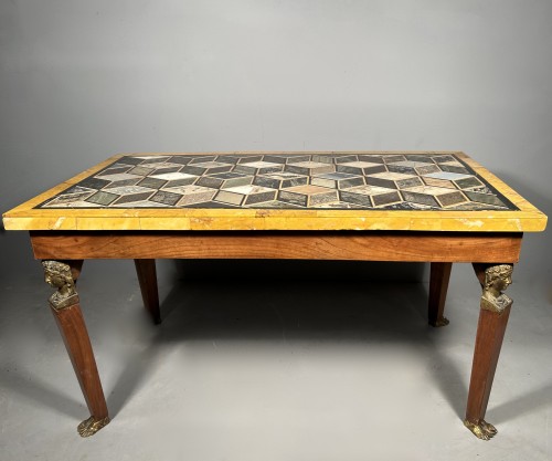 Mobilier Table & Guéridon - Table basse en pietra dura, Italie 19e siècle