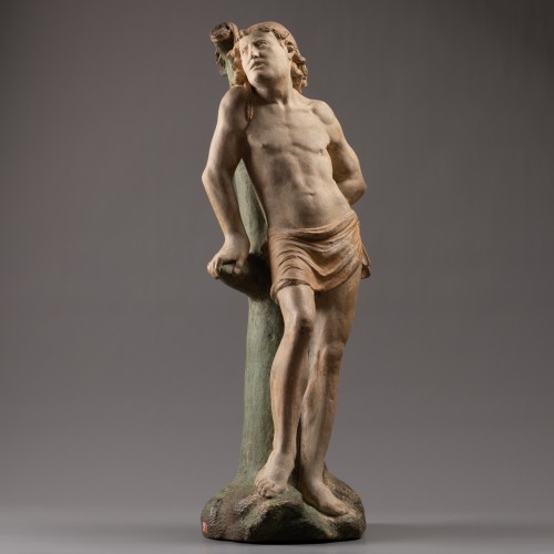 Antiquités - Saint Sebastian in limestone, Burgundy circa 1500