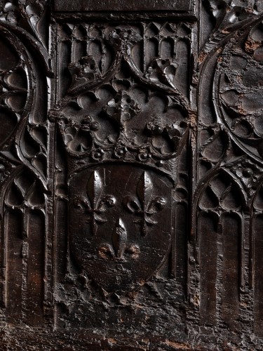 Façade de coffre royal en noyer, Val de Loire XVe siècle - Moyen Âge