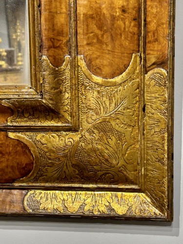 Mirror in olive veneer and gilded wood, Provence circa 1710 - Louis XIV