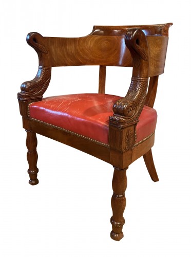 Office armchair with dolphins, Paris circa 1820