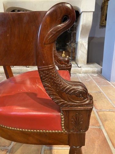Office armchair with dolphins, Paris circa 1820 - Seating Style Restauration - Charles X