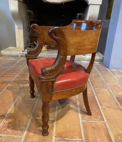 Antiquités - Office armchair with dolphins, Paris circa 1820