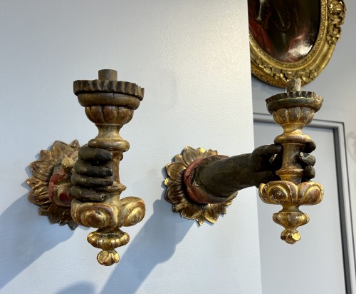 Paire de bras de lumières, époque Louis XIII - Luminaires Style Louis XIII