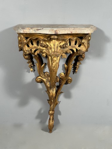 Mobilier Console - Paire de consoles en bois doré, Provence époque Louis XV