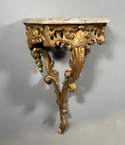 Pair of consoles in gilded wood, Provence, Louis XV period - Louis XV