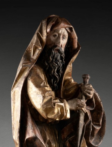 St Paul in polychrome wood, Workshop of Daniel Mauch, Ulm circa 1500-1510 - Sculpture Style Middle age