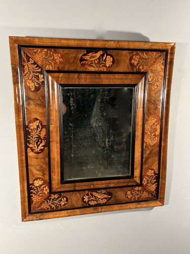 Miroir en marqueterie de bois indigènes, Toulouse époque Louis XIV - Miroirs, Trumeaux Style Louis XIV