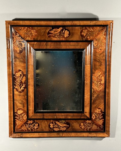 Miroirs, Trumeaux  - Miroir en marqueterie de bois indigènes, Toulouse époque Louis XIV