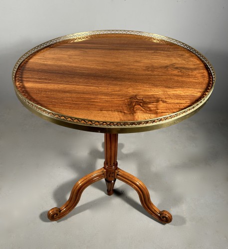 Furniture  - Mahogany pedestal table with rocking top, Paris Louis XVI period.