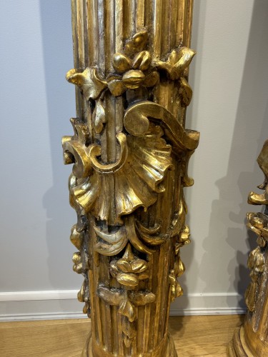 Pair of gilded wooden columns, Spain, 17th century - 