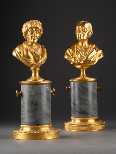 Paire de bustes Rousseau et Voltaire, Paris époque Louis XVI vers 1780 - Franck Baptiste Provence