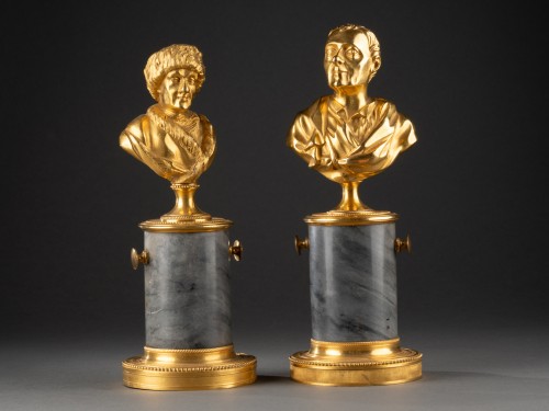 18th century - Pair of Rousseau and Voltaire busts, Paris, Louis XVI period circa 1780