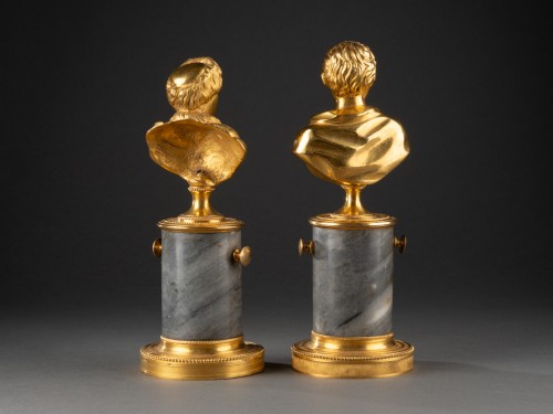 Louis XVI - Pair of Rousseau and Voltaire busts, Paris, Louis XVI period circa 1780