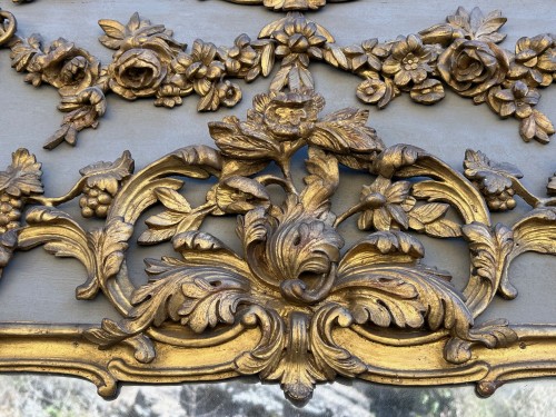 Grand trumeau en bois doré, Provence époque Louis XV vers 1760 - Miroirs, Trumeaux Style Louis XV