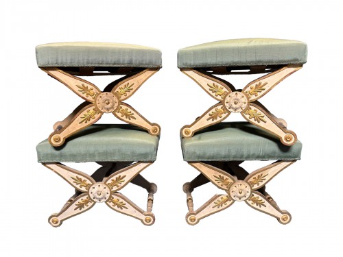Series of four folding stools circa 1850