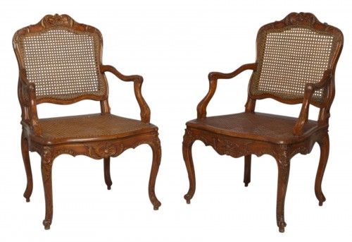 Pair of caned armchairs by René Cresson, Paris circa 1740