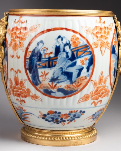 Pair of porcelain and bronze planters, Paris, 19th century - Restauration - Charles X