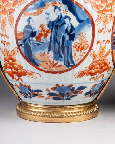 Antiquités - Pair of porcelain and bronze planters, Paris, 19th century