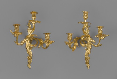 Paire de grandes appliques rocailles vers 1850 - Franck Baptiste Provence