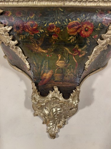 Louis XV - Petit cartel d’alcôve au vernis martin, Paris époque Louis vers 1765