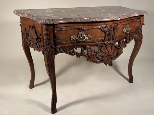 Console perruquière en noyer, Provence époque Louis XV vers 1750 - Louis XV