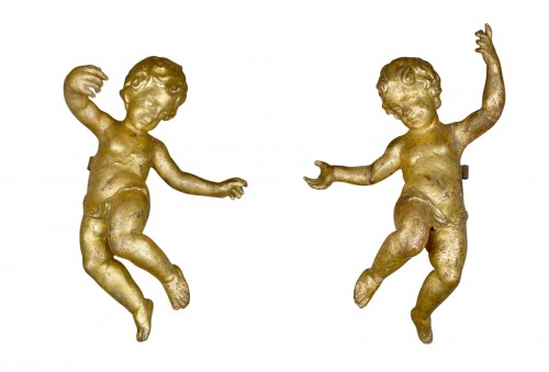 Paire d’anges baroques en bois doré, Toscane vers 1700