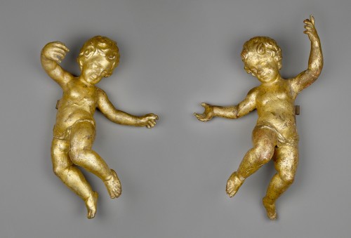 Paire d’anges baroques en bois doré, Toscane vers 1700 - Franck Baptiste Provence