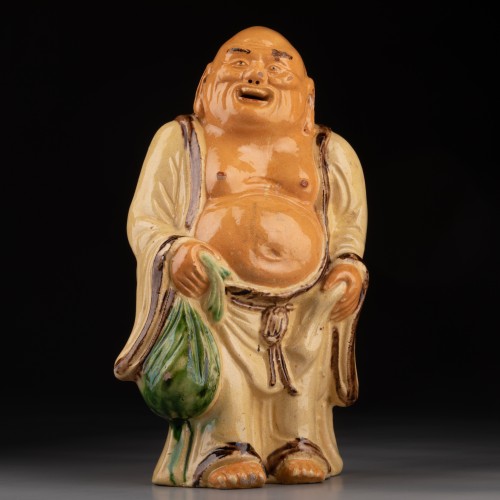 Statuette de Boudha rieur en terre vernissée d’Apt - Franck Baptiste Provence