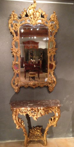 Miroir avec sa console Provence XVIIIe siècle