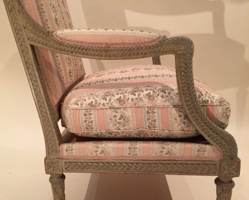 XVIIIe siècle - Paire de fauteuils  dit "a la reine" Estampille de Jean Baptiste Boulard , Paris ép Louis XVI