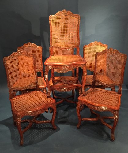 Série de six chaises Régence en bois de Hêtre , Louis Cresson à Paris vers 1730