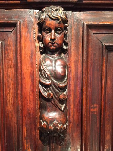 Armoire Biblique en noyer symbolisant la justice, Languedoc époque Louis XIII - Mobilier Style Louis XIII
