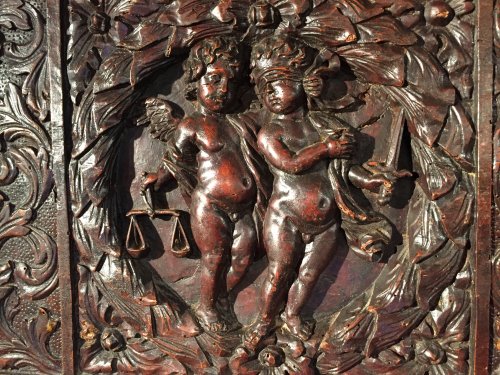 Louis XIII - Armoire Biblique en noyer symbolisant la justice, Languedoc époque Louis XIII