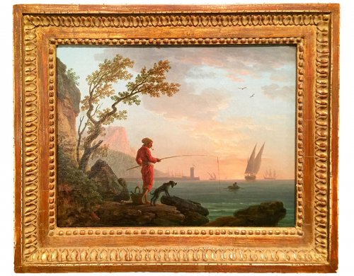 Pêcheur à la ligne, école Provençale d’époque Louis XVI vers 1780