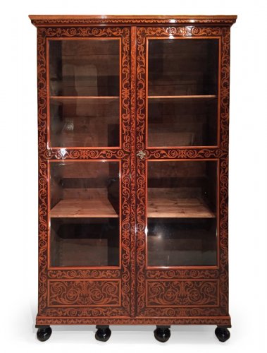 Bibliothèque en placage de bois indigènes, Thomas Hache à Grenoble XVIIIe siècle