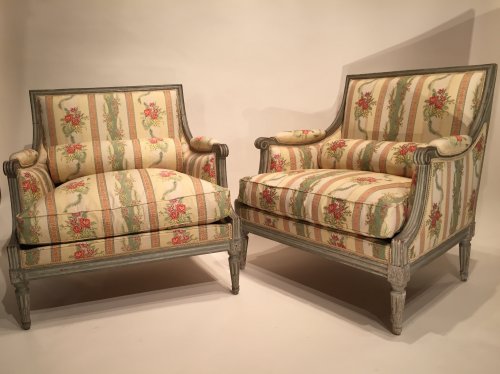 Sièges Fauteuil & Bergère - Paire de marquises par Jean Baptiste Claude Sené à Paris, époque Louis XVI