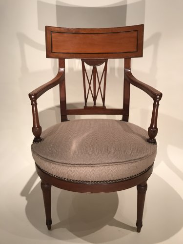 XVIIIe siècle - Paire de fauteuils Directoire en acajou massif par Georges Jacob