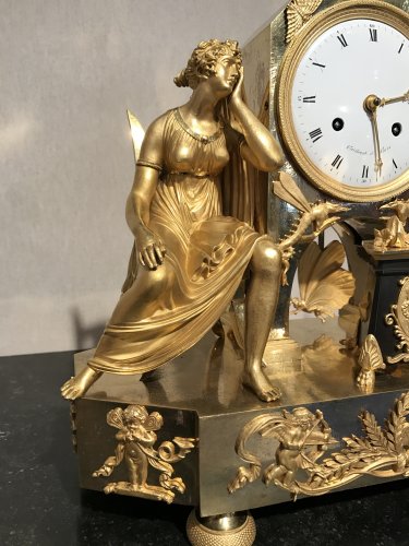Antiquités - Pendule Psyché et Cupidon attribuable à Thomire, Paris époque Empire