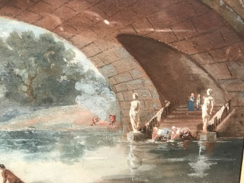 Paintings & Drawings  - Small gouache signed HR and dated 1786, Louis XVI period